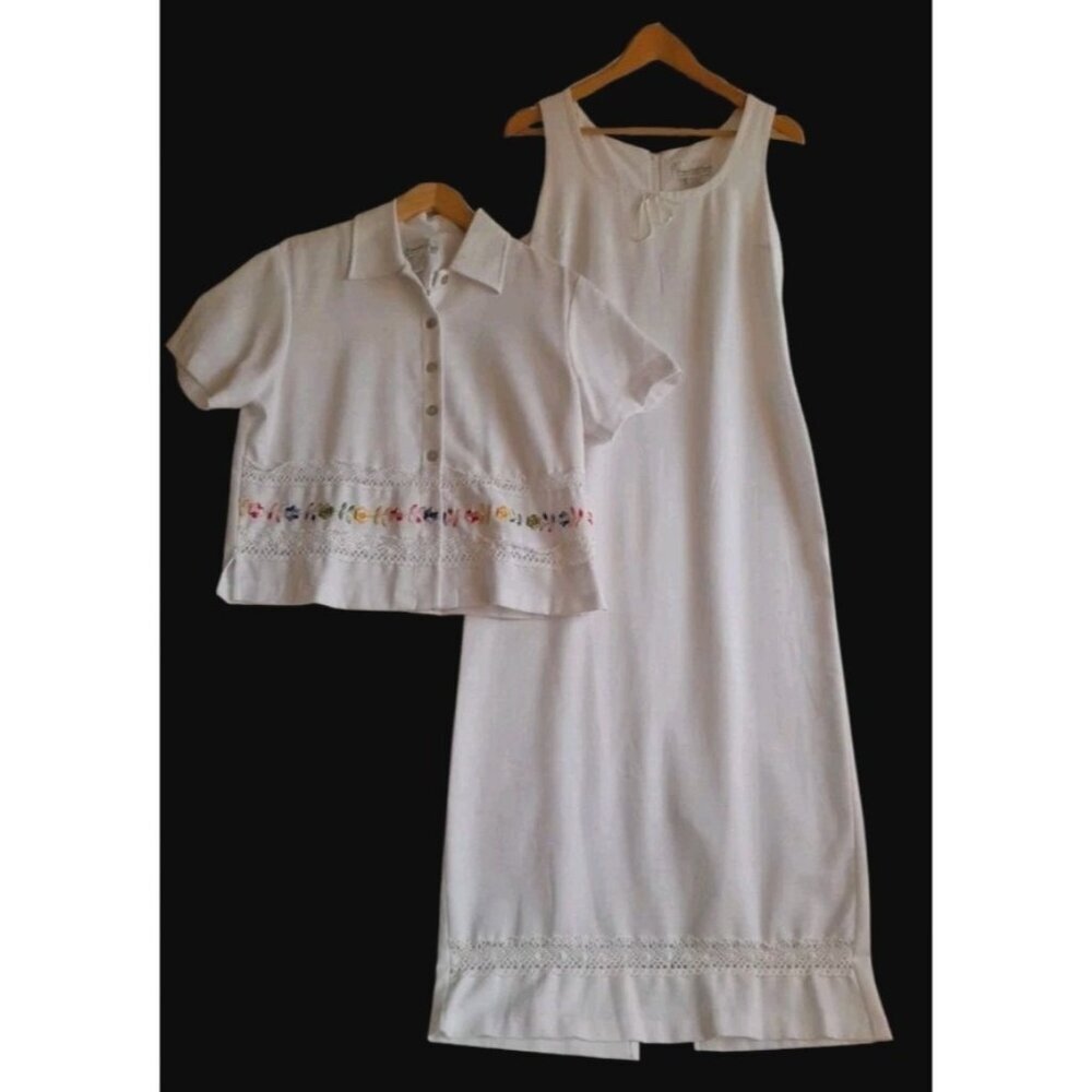 Vtg Giorgio Sant' Angelo Casual Event Maxi Dress & Embroidered Blouse Size M